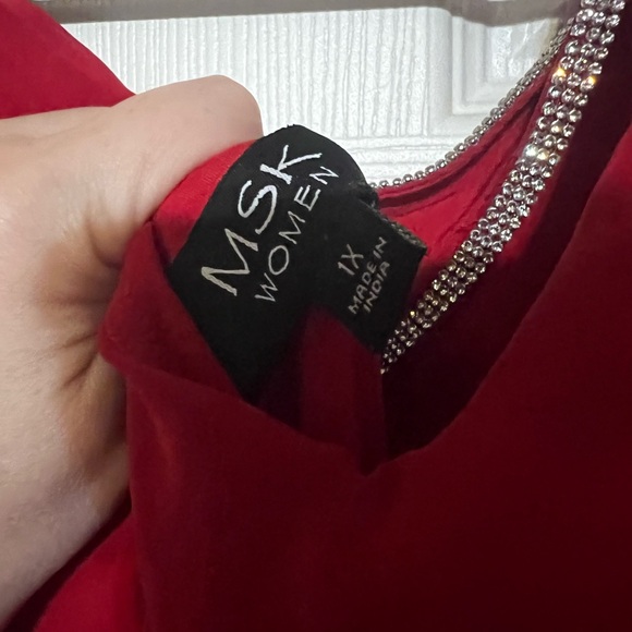 MSK Vibrant Red Dress with Rhinestone Detail - Picture 3 of 3